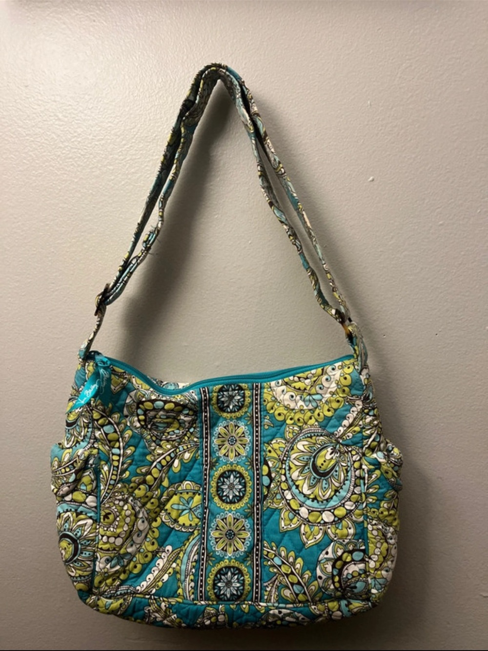 Vera Bradley Turquoise Paisley Quilted Shoulder Bag